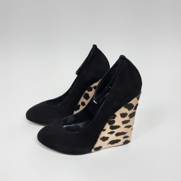 Giuseppe Zanotti Shoes - Giuseppe Zannotti Calf Hair Leopard Wedge Heels 35
